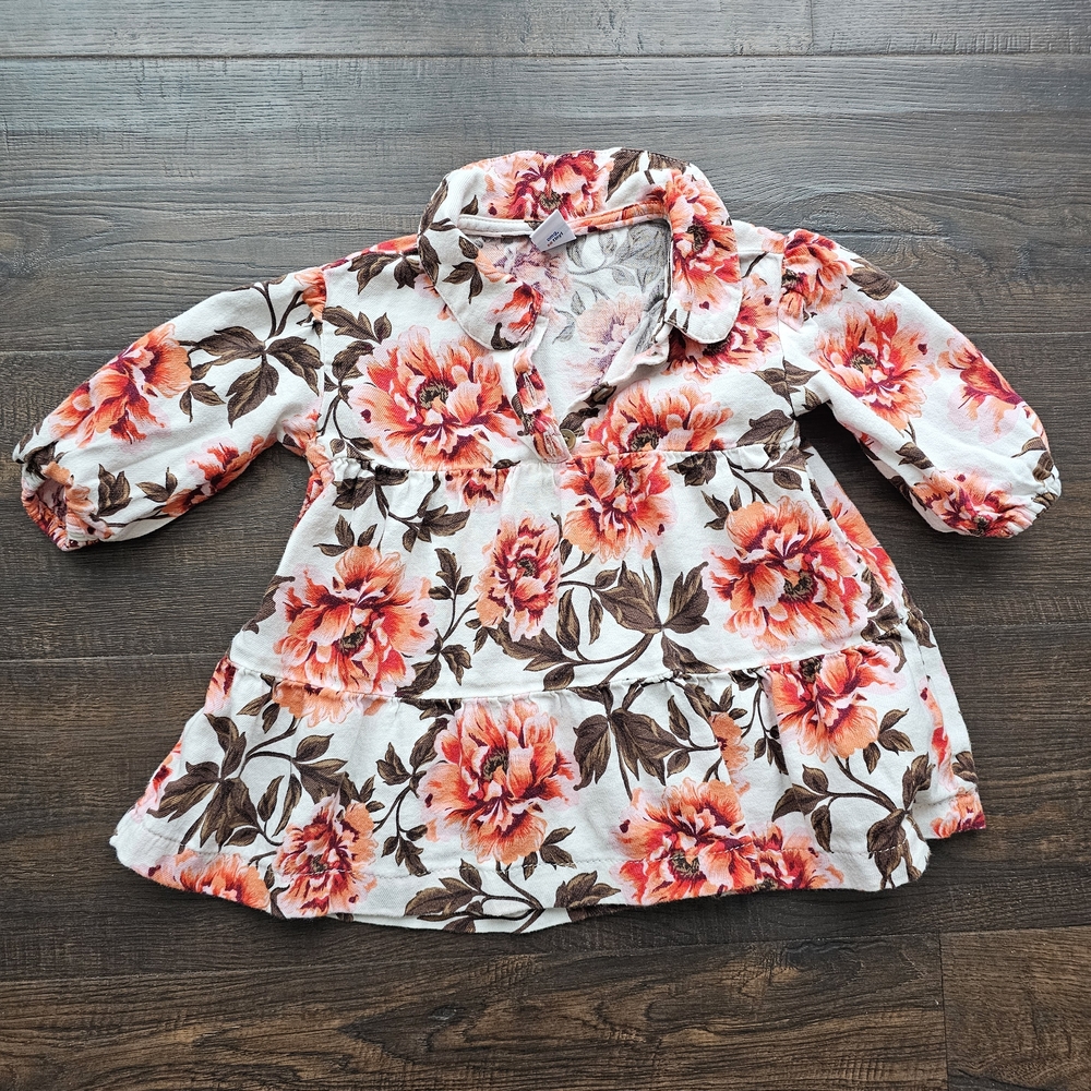 Old Navy Floral Blouse with Orange and Brown Accents